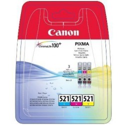 PACK DE 3 CARTOUCHES JET D'ENCRE ORIGINAL CANON CLI521 COULEUR