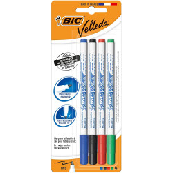 Bic Velleda 1721 Lot de 4 marqueurs pour tableau blanc - Pointe fine