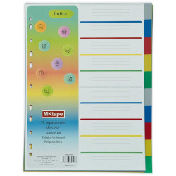 Mktape Lot de 10 Intercalaires - Format A4 - Trous Universels