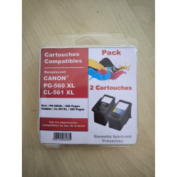 PACK 2 CARTOUCHES GENERIQUE CANON PG560XL / CL561XL / NOIR ET COULEUR
