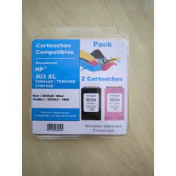 PACK DE 2 CARTOUCHES GENERIQUE HP 303XL / 3YN10AE NOIR ET COULEUR