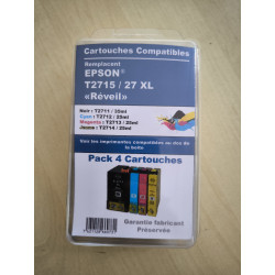 PACK DE 4 CARTOUCHES GENERIQUE EPSON T2715 / 27XL (1BK-1C-1M-1Y)
