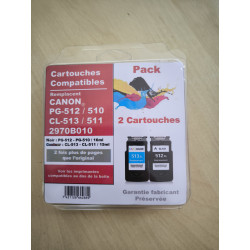 PACK 2 CARTOUCHES GENERIQUE CANON PG512 / CL513 / 2970B010
