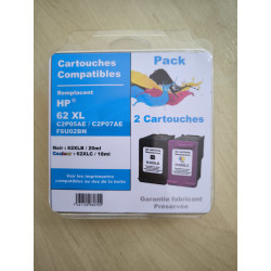 PACK DE 2 GENERIQUE HP 62XL / C2P05AE / C2P07AE / F6U02BN / BK+COUL